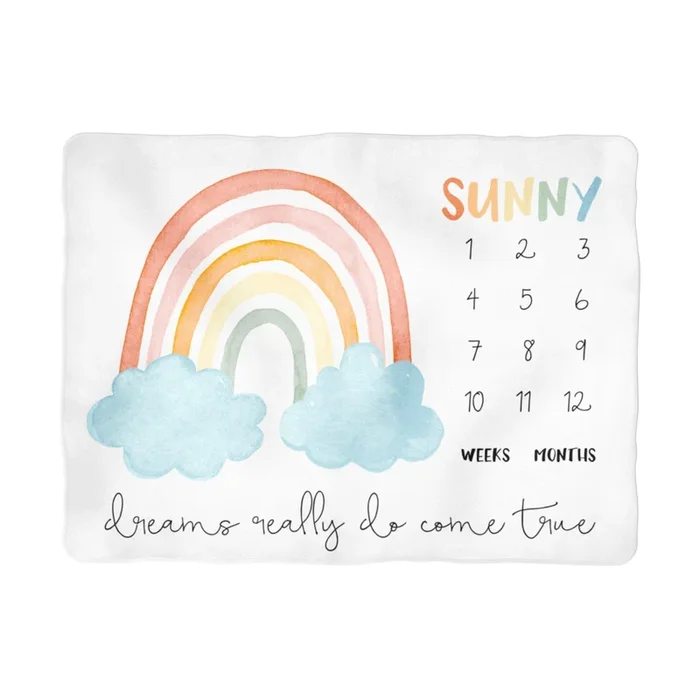 Sugar + Maple Colorful Rainbow Milestone Blanket – Personalized