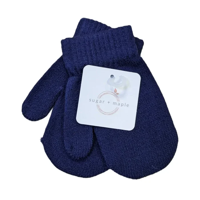 Sugar + Maple Knit Toddler Mittens | Navy