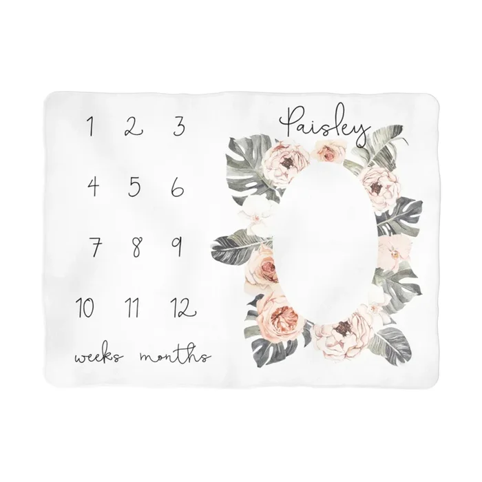 Sugar + Maple Tropical Boho Floral Milestone Blanket – Personalized