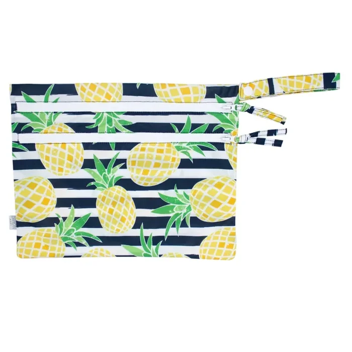 Summer Stripes – Pineapple – Waterproof Wet Bag (for Mealtime, On-the-go, And More!)