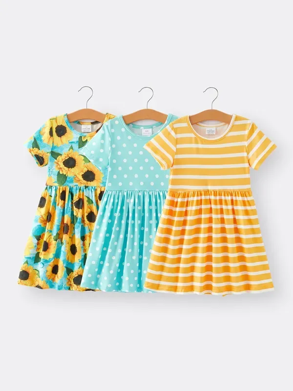 Sunflower Girls’ Milk Silk Dress 3-piece Set