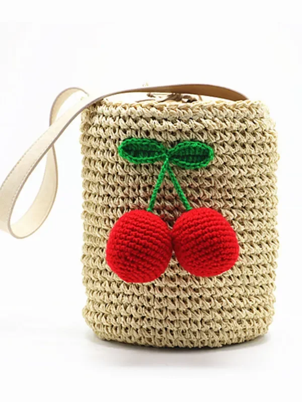 Sweet As Cherry Straw Handbag