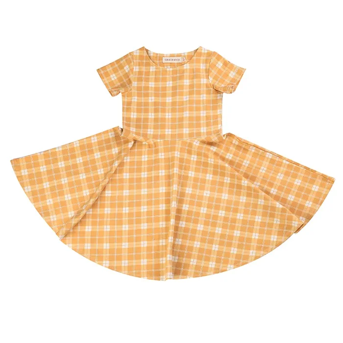 Sweetheart Twirl Dress | Organic Cotton Jersey – Buckwheat Plaid