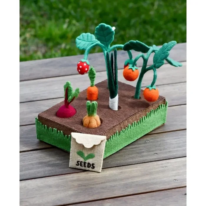 Tara Treasures Grow Your Own Garden – Felt Planter Box with Sprouts and Vegetables