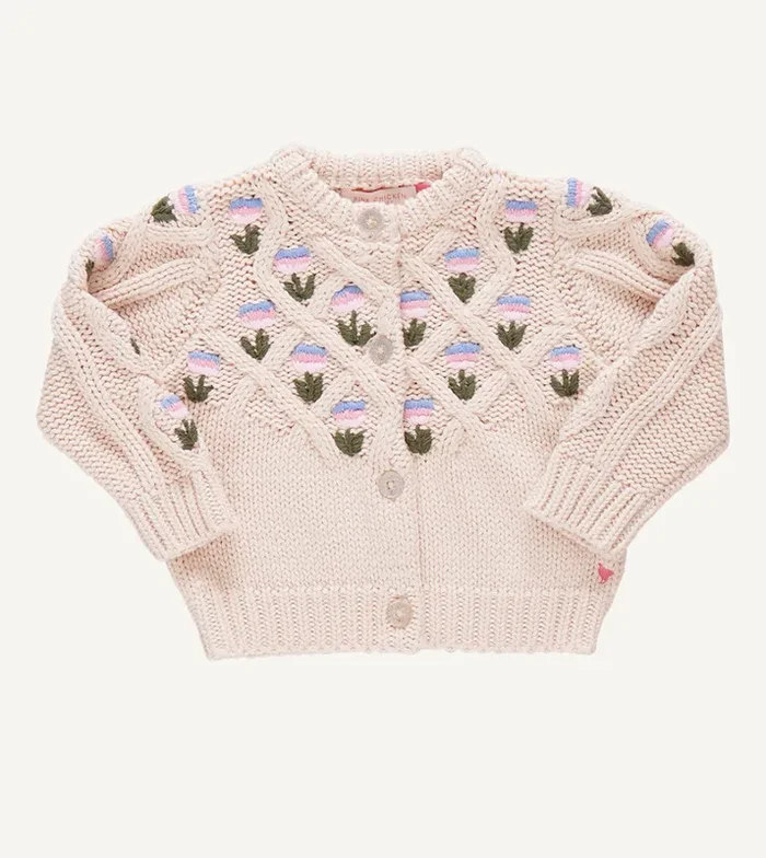 Tari Tassel Sweater | Cream Flower Embroidery