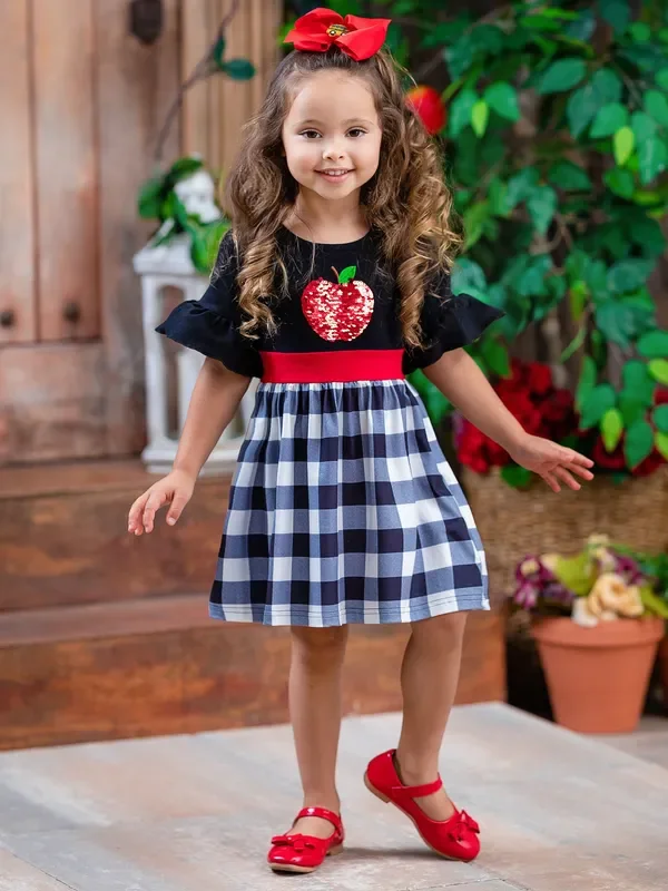 Teacher’s Favorite Ruffle Sleeve Plaid Dress