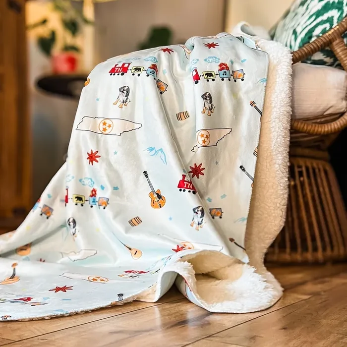 Tennessee Blue Plush Throw Blanket 60×80