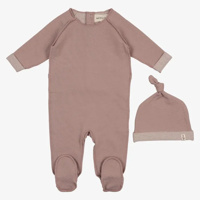 Terry Footie And Beanie – Mauve Pink Melange