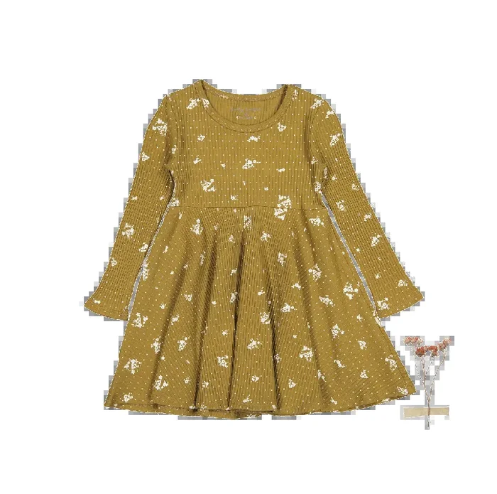 The Printed Long Sleeve Dress – Golden Floral