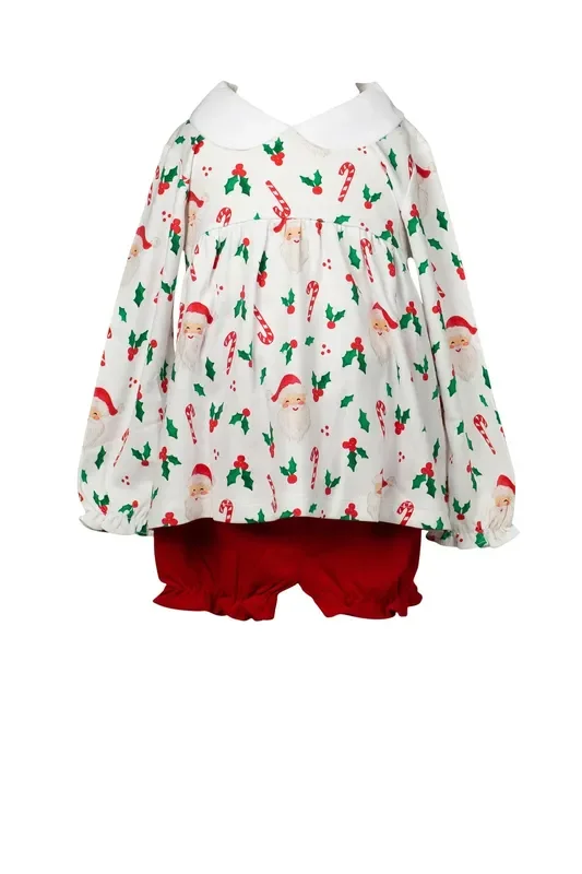 The Proper Peony- St. Nick Long Sleeve Bloomer Set