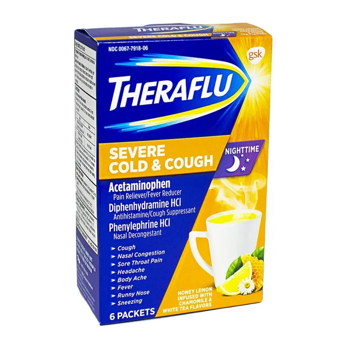 Theraflu Severe Cold & Cough Nighttime – Box of 6 Packets