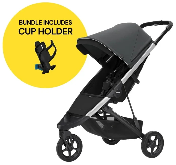 Thule Spring Stroller + Cup Holder Bundle – Shadow Grey