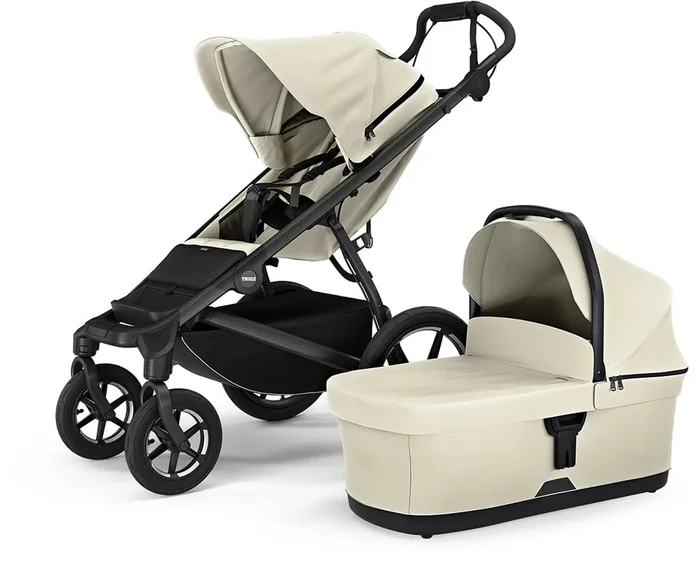 Thule Urban Glide 4-Wheel All-Terrain Stroller + Bassinet Bundle – Soft Beige