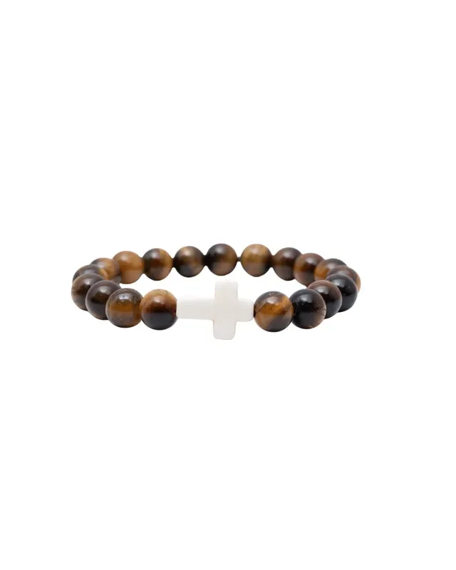 Tiger Large Stone Cross Bracelet