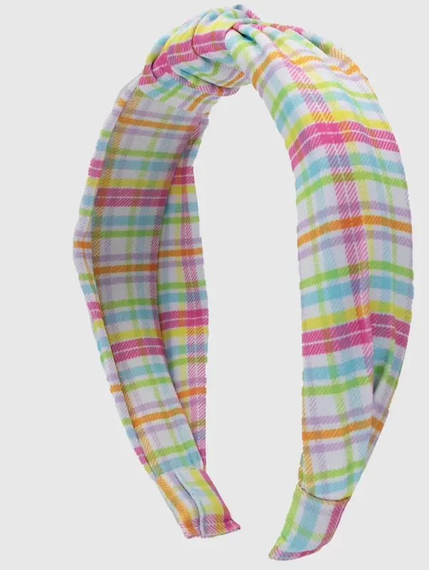 Top Knot Headband | Neon Plaid