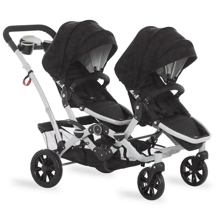 Track Tandem Double Umbrella Stroller – Black