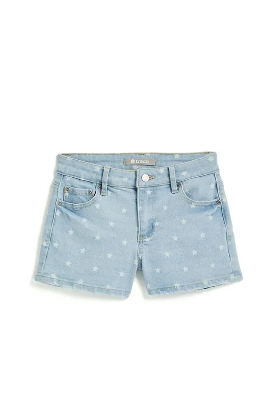 Tractr Brittany Light Indigo Hem Star Short