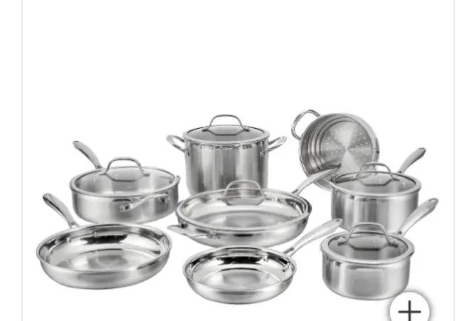 Tri-Ply Clad Stainless Steel 13-Piece Cookware Set – Silver