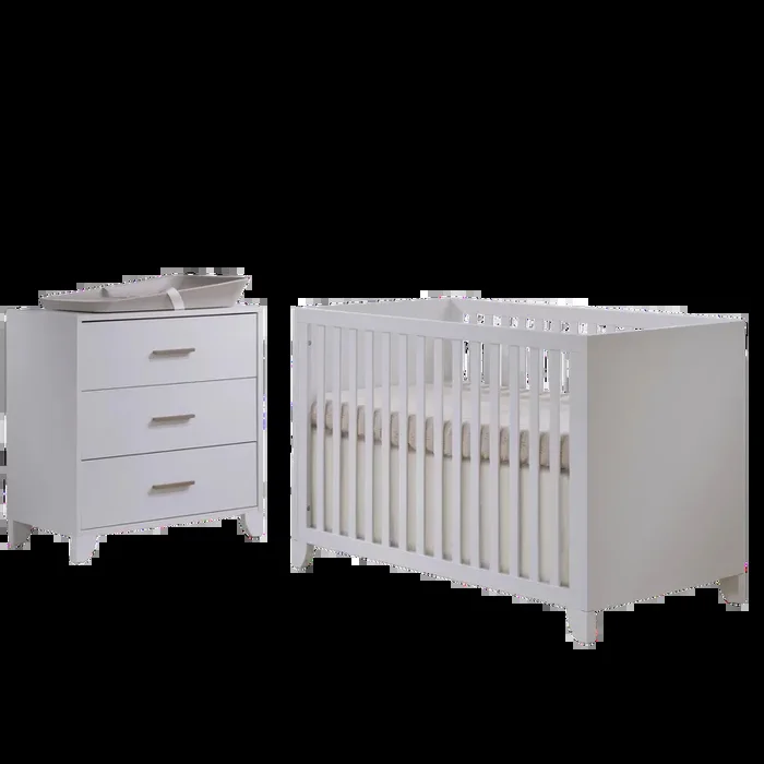 TULIP Aiko Crib and 3 Drawer Dresser (Sold as a set) – White