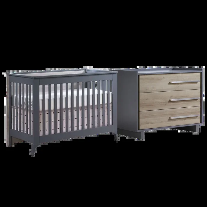 TULIP Urban Convertible Crib and 3 Drawer Dresser XL (sold as a set only)