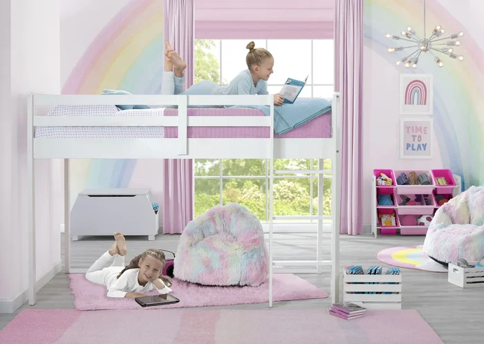 Twin Loft Bed with Guardrail and Ladder