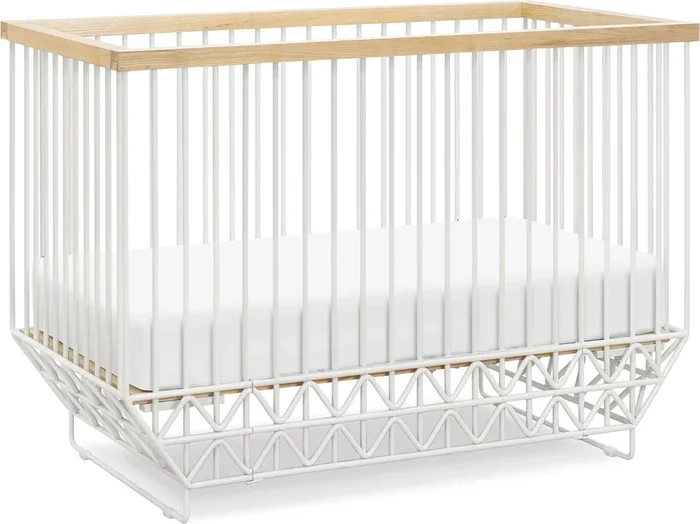 Ubabub Mod 2 in 1 Convertible Crib with Toddler Bed Conversion Kit – Warm White / Natural