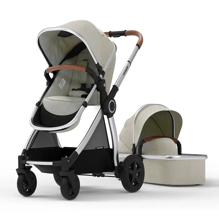 Ultimate 2 Stroller + Bassinet – Khaki / Silver Frame (Floor Model)