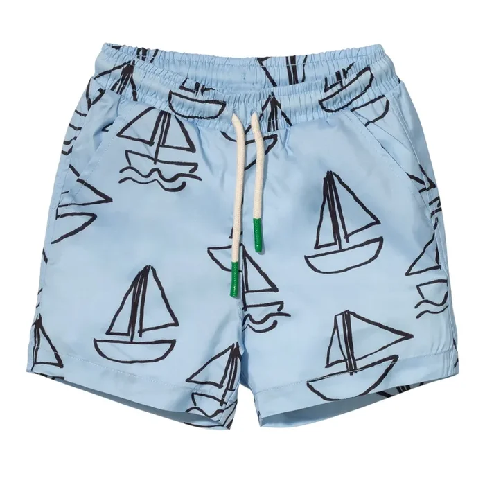 Upf 50+ Recycled Fishing Net Sailboats Kid Swim Trunk