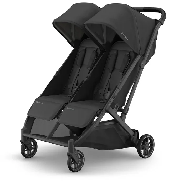 UPPAbaby Minu Duo Compact Double Stroller – Jake (Charcoal / Carbon Frame / Black Leather)