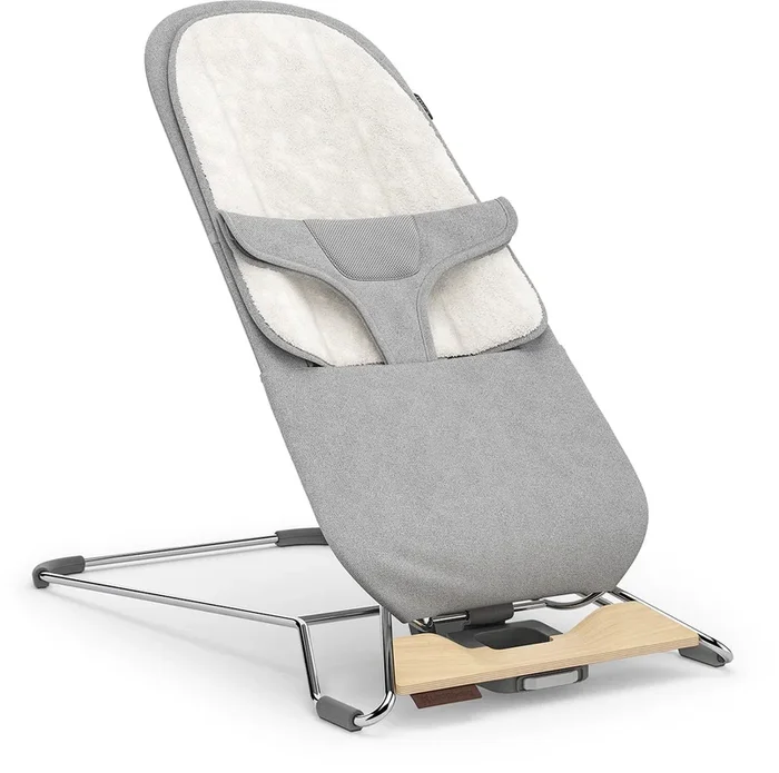 UPPAbaby Mira 2-in-1 Bouncer and Seat – Stella (Grey Melange / Silver Frame / Maple Wood)