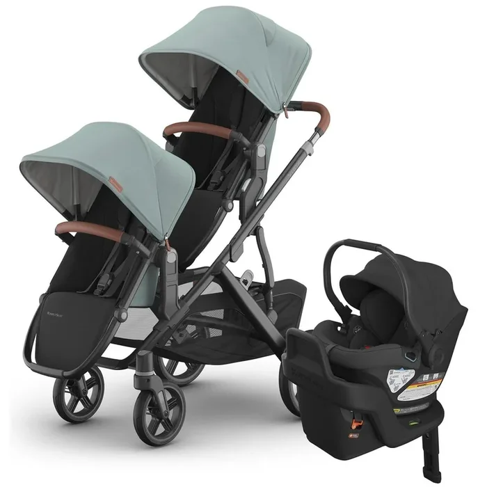 UPPAbaby Vista V3 Double Stroller with RumbleSeat V3 + Aria Travel System Bundle – Kenzi / Jake