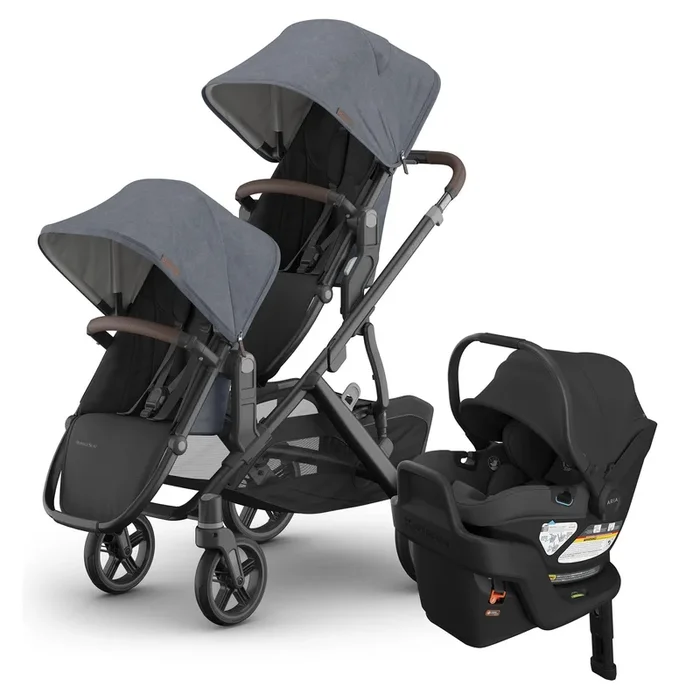 UPPAbaby Vista V3 Double Stroller with RumbleSeat V3 + Aria V2 Travel System Bundle – Julian / Jake