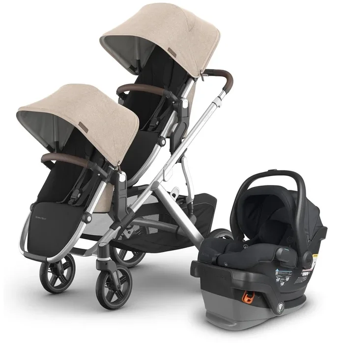UPPAbaby Vista V3 Double Stroller with RumbleSeat V3 + Mesa V2 Travel System Bundle – Declan / Jake