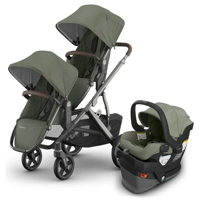 UPPAbaby Vista V3 Double Stroller with RumbleSeat V3 + Mesa V3 Travel System Bundle – Evelyn / Evelyn
