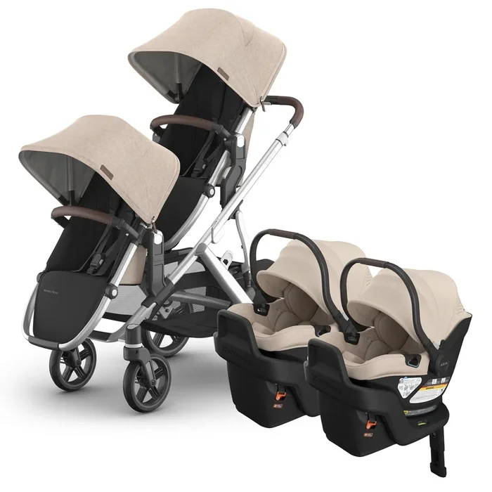 UPPAbaby Vista V3 Twin Stroller with RumbleSeat V3 + Aria V2 Travel System Bundle – Declan / Declan