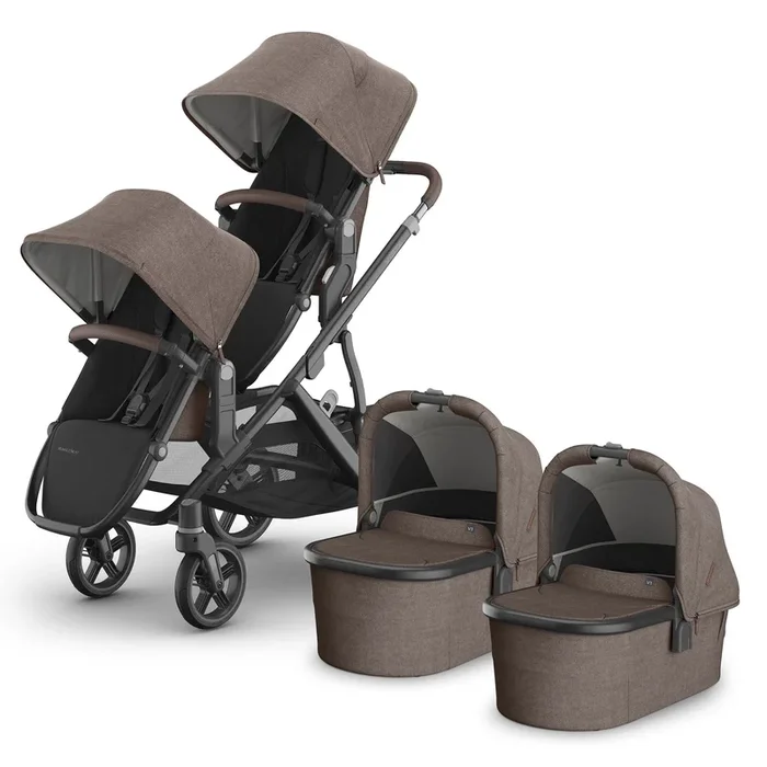 UPPAbaby Vista V3 Twin Stroller with RumbleSeat V3 + Bassinet Bundle – Owen