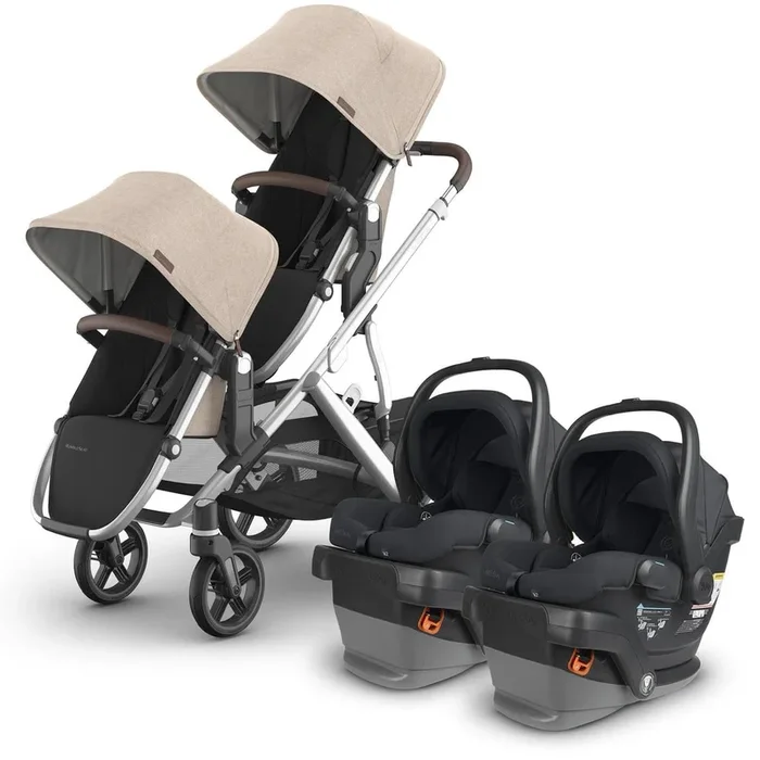 UPPAbaby Vista V3 Twin Stroller with RumbleSeat V3 + Mesa V2 Travel System Bundle – Declan / Jake