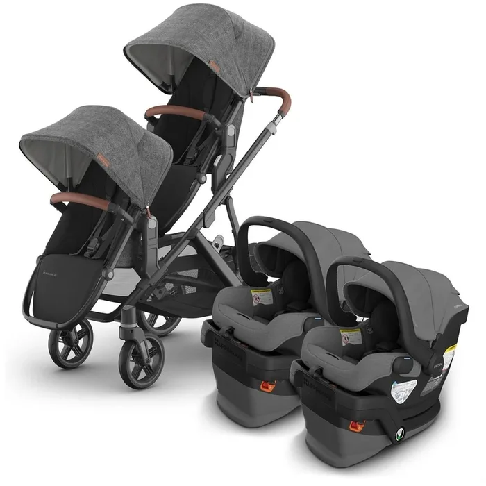 UPPAbaby Vista V3 Twin Stroller with RumbleSeat V3 + Mesa V3 Travel System Bundle – Greyson / Greyson