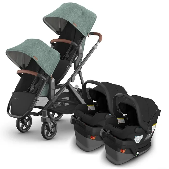 UPPAbaby Vista V3 Twin Stroller with RumbleSeat V3 + Mesa V3 Travel System Bundle – Gwen / Jake
