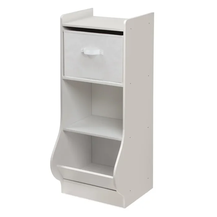 Upright Storage Nook with Reversible Basket – White