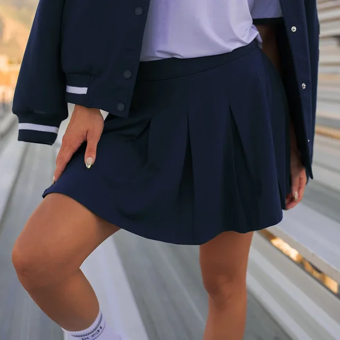 Varsity Navy Women’s French Terry Pleated Skort