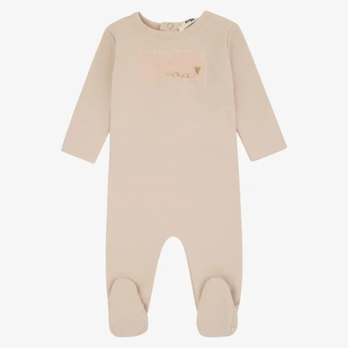 Velour Patch Footie – Pink