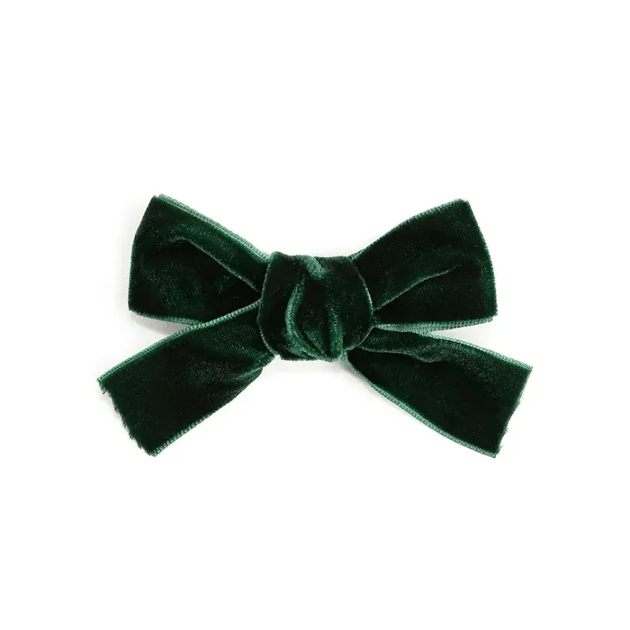 Velvet Bow Clip | Emerald Green