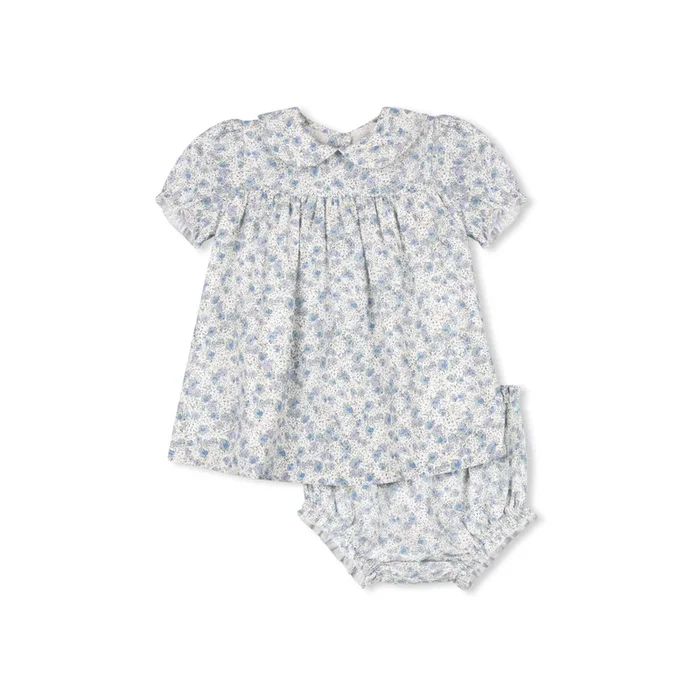 Velvette Label Blue Floral Collar Baby Set