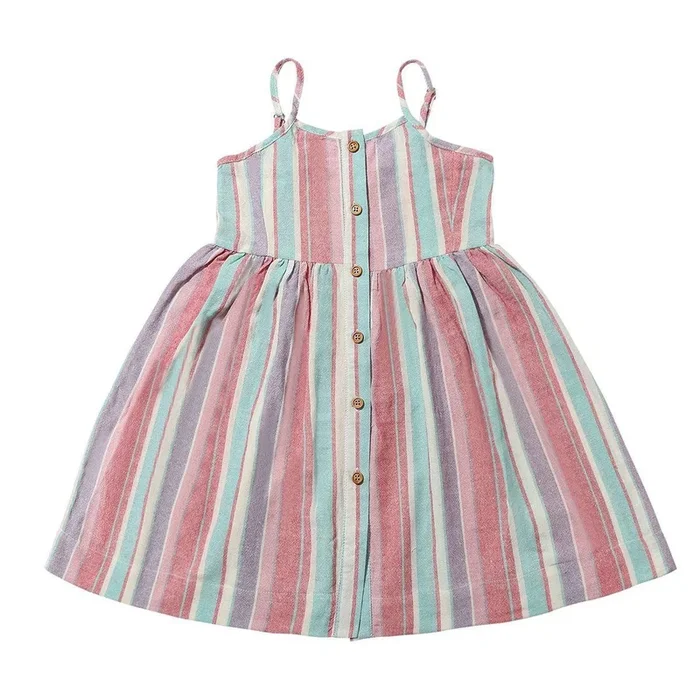 Vignette – Sleeveless Button-Up Dress – Pink + Purple Stripe