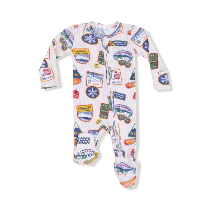 Vintage State Snow Sport Patches 2 Way Zipper Footie
