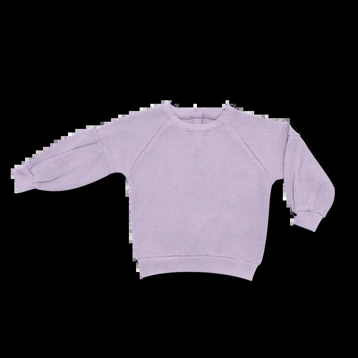 Waffle Balloon Sleeve Sweatshirt – Lavender