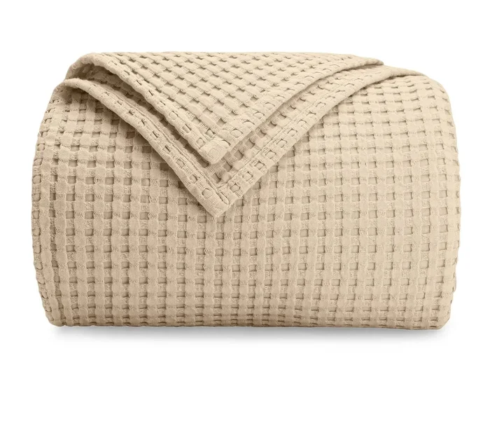Waffle Blanket Throw – Sand