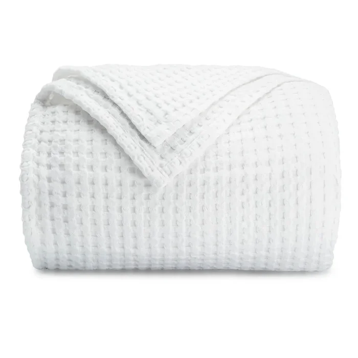 Waffle Blanket Throw – White