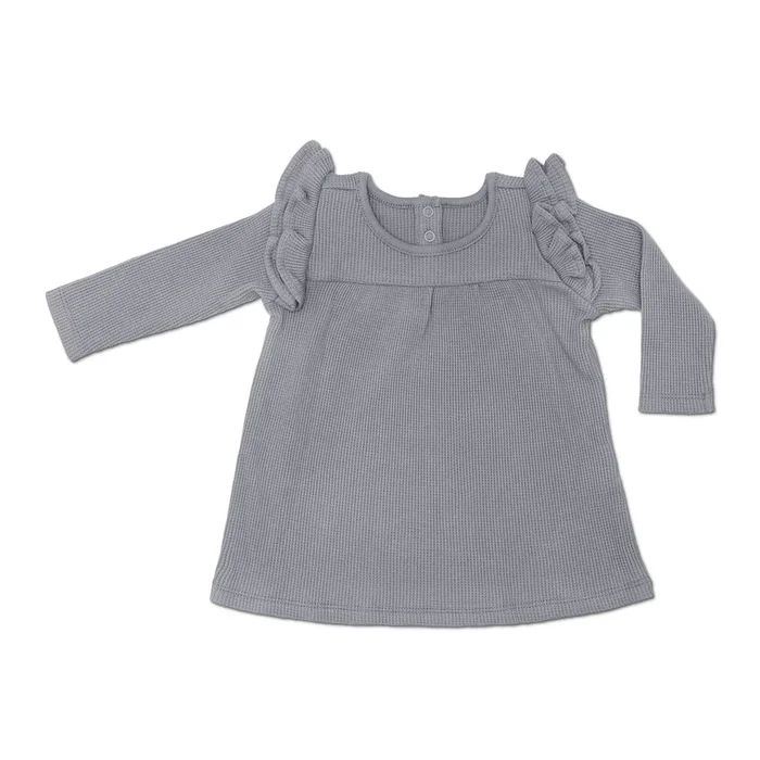 Waffle Long Sleeve Dress – Smoke